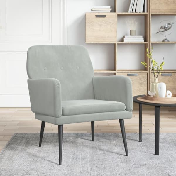 vidaXL lænestol 62x79x79 cm velour lysegrå