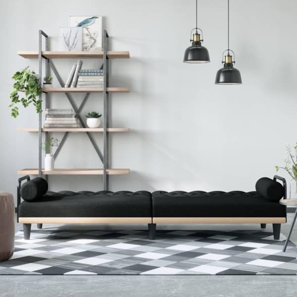 vidaXL Bäddsoffa med armstöd svart tyg