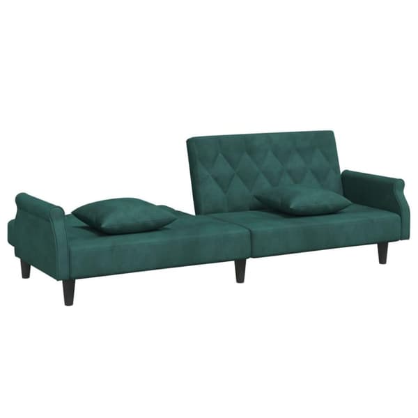 vidaXL Bäddsoffa med armstöd mörkgrön sammet