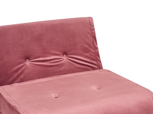 Liten Bäddsoffa Rosa Sammet 1-sits Armlös med Kuddar Metall Guldben Glamour Vardagsrum