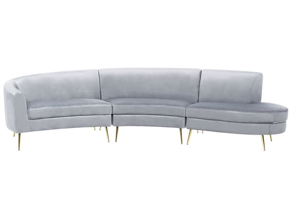 Soffa Ljusgrå Sammet 4-sits Metall Gyllene Ben Retro Glam Vardagsrum