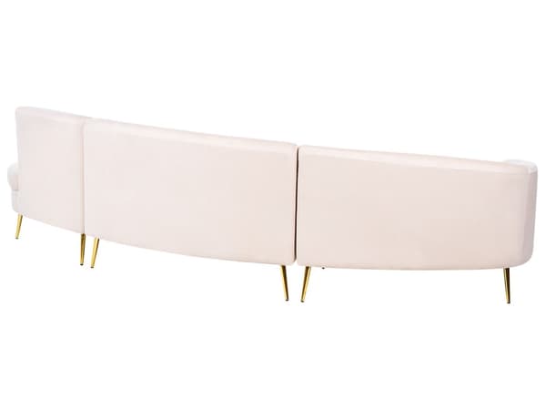 Soffa Rosa Sammet 4-sits Metall Gyllene Ben Retro Glam