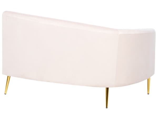 Soffa Rosa Sammet 4-sits Metall Gyllene Ben Retro Glam