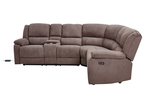Sofa Grå Polyester 5 Personers Hjørnesofa med Elektrisk Recliner Justerbar Biografsofa med USB-port Drikkeholder Sovefunktion