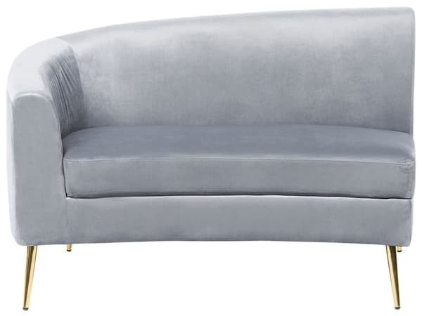 Sofa Lysegrå Velour 4-personers Bagsæde Metal Gyldne Ben Retro Glamourøs Stil