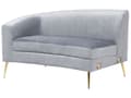 Miniatyrbillede 7 af 11: Sofa Lysegrå Velour 4-personers Bagsæde Metal Gyldne Ben Retro Glamourøs Stil