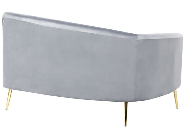 Sofa Lysegrå Velour 4-personers Bagsæde Metal Gyldne Ben Retro Glamourøs Stil