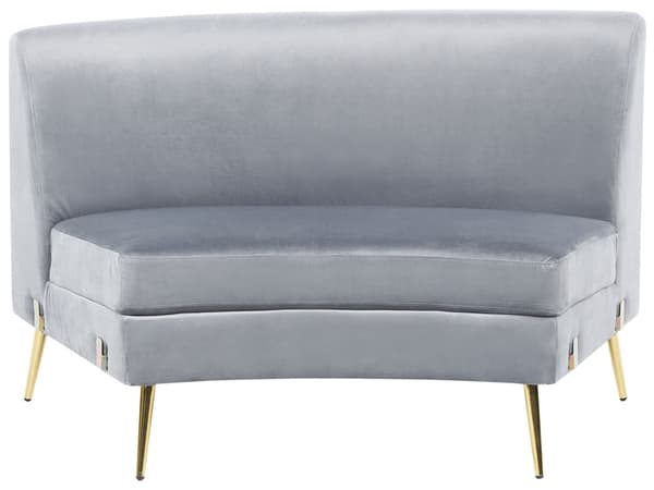 Sofa Lysegrå Velour 4-personers Bagsæde Metal Gyldne Ben Retro Glamourøs Stil