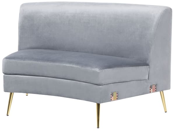 Sofa Lysegrå Velour 4-personers Bagsæde Metal Gyldne Ben Retro Glamourøs Stil