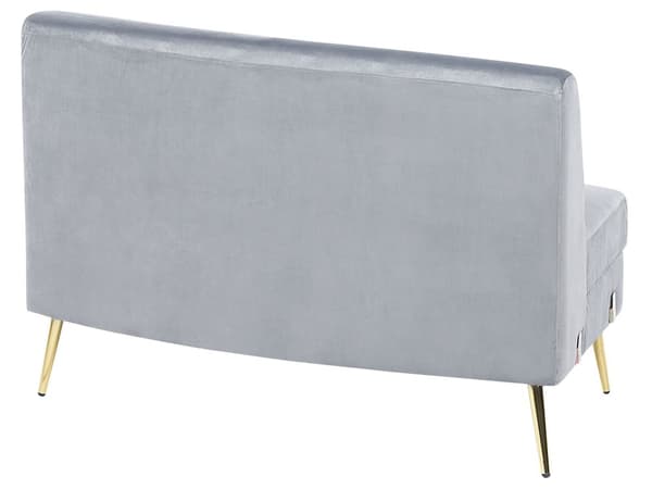 Sofa Lysegrå Velour 4-personers Bagsæde Metal Gyldne Ben Retro Glamourøs Stil