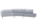 Miniatyrbillede 1 af 11: Sofa Lysegrå Velour 4-personers Bagsæde Metal Gyldne Ben Retro Glamourøs Stil
