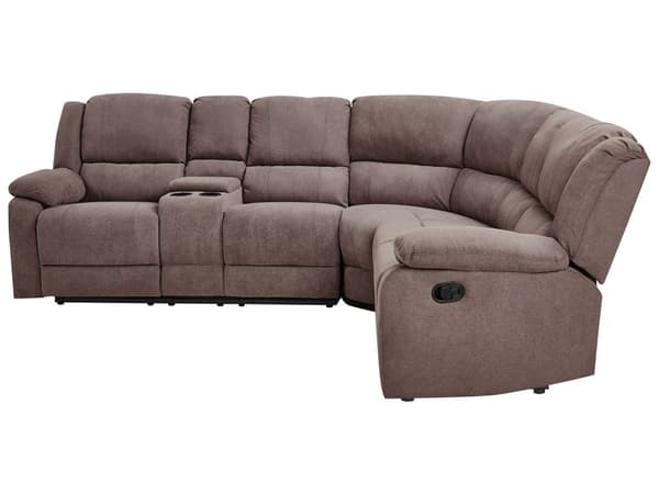 Sofa Grå Polyester 5 Personers Hjørnesofa med Manuel Recliner Justerbar Biografsofa med USB-port Drikkeholder Sovefunktion