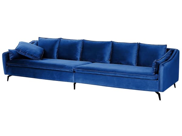 Sohva laivastonsininen 342 x 77 x 106 cm sametti puu rauta neljälle moderni koristetyynyt