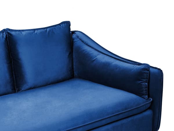 Sohva laivastonsininen 342 x 77 x 106 cm sametti puu rauta neljälle moderni koristetyynyt