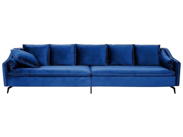 Sohva laivastonsininen 342 x 77 x 106 cm sametti puu rauta neljälle moderni koristetyynyt