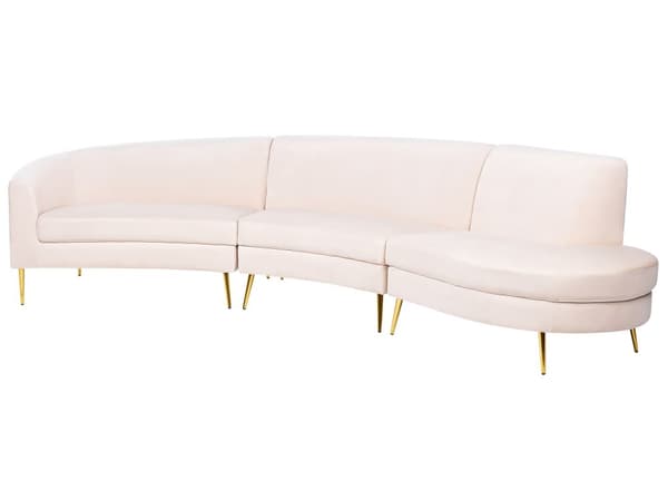 Sohva beige 350 x 87 x 85 cm sametti metalli moduuli kaareva glamour moderni