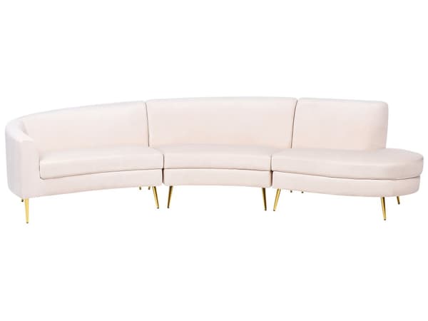 Sohva beige 350 x 87 x 85 cm sametti metalli moduuli kaareva glamour moderni