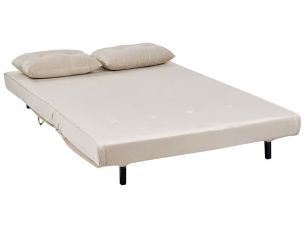 Vuodesohva vaalea beige 130 x 80 x 81 cm sametti rauta kahdelle säädettävä nappikoristelu
