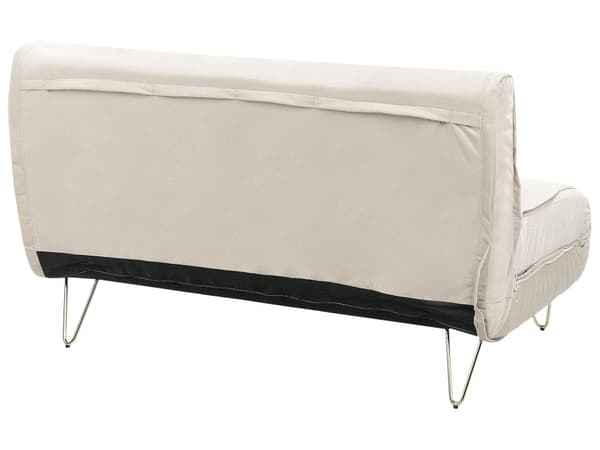 Vuodesohva vaalea beige 130 x 80 x 81 cm sametti rauta kahdelle säädettävä nappikoristelu