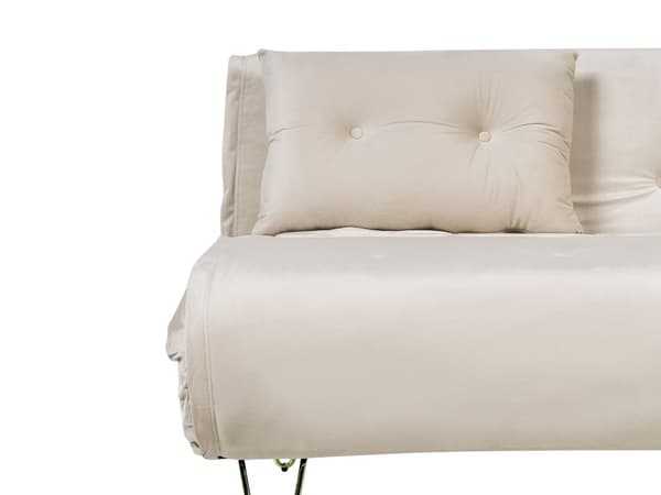 Vuodesohva vaalea beige 130 x 80 x 81 cm sametti rauta kahdelle säädettävä nappikoristelu