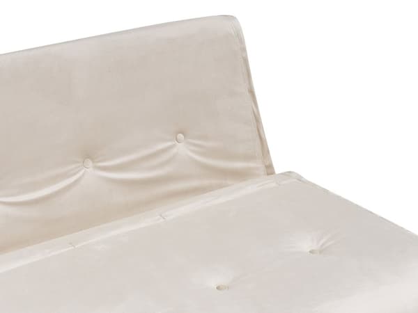 Vuodesohva vaalea beige 130 x 80 x 81 cm sametti rauta kahdelle säädettävä nappikoristelu
