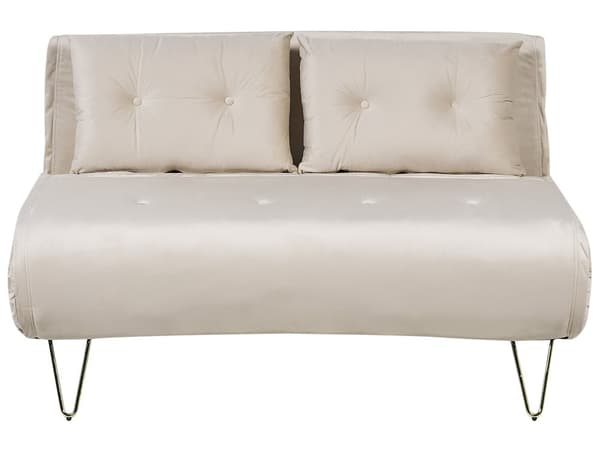 Vuodesohva vaalea beige 130 x 80 x 81 cm sametti rauta kahdelle säädettävä nappikoristelu