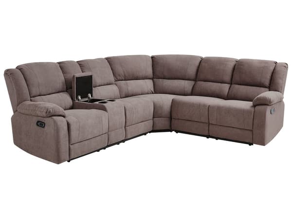 Kulmasohva ruskeanharmaa kangas 229 x 196 x 94 cm vaneri viidelle sähkösäädettävä USB-portti