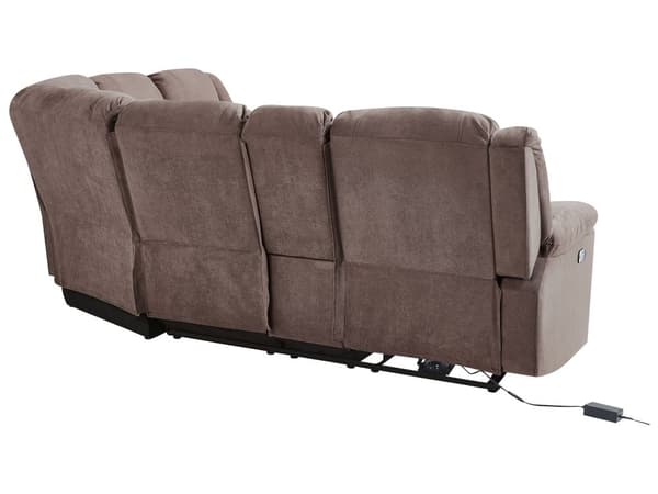Kulmasohva ruskeanharmaa kangas 229 x 196 x 94 cm vaneri viidelle sähkösäädettävä USB-portti