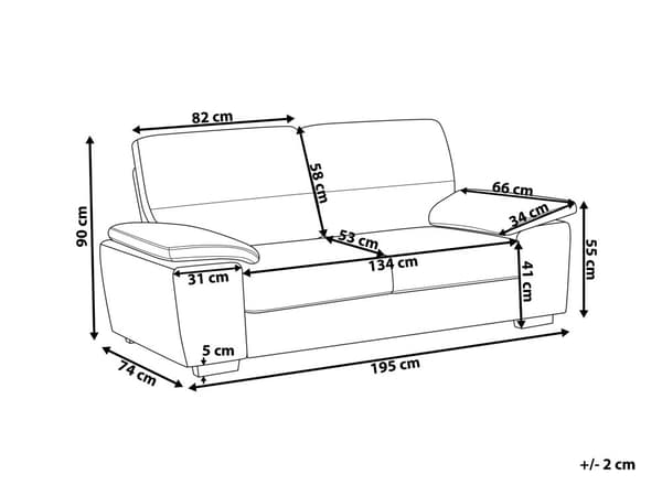 3-seters Sofa Gyllenbrun Imitert Skinn Moderne Sofistikert