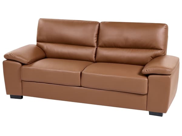3-seters Sofa Gyllenbrun Imitert Skinn Moderne Sofistikert