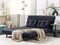 Miniatyrbillede 4 af 11: Sovesofa Sort Velour 2-personers Udfoldelig Sovesofa Armløs med 2 Hynder Metal Guld ben Glamourøs Stil