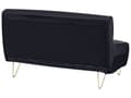 Miniatyrbillede 8 af 11: Sovesofa Sort Velour 2-personers Udfoldelig Sovesofa Armløs med 2 Hynder Metal Guld ben Glamourøs Stil