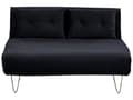 Miniatyrbillede 1 af 11: Sovesofa Sort Velour 2-personers Udfoldelig Sovesofa Armløs med 2 Hynder Metal Guld ben Glamourøs Stil