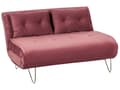 Miniatyrbillede 7 af 11: Sofasæt Lyserød Velour 1- og 2-personers sovesofa med Puder Metal Hårnåleben Glamourøs Stil