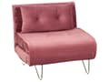 Miniatyrbillede 6 af 11: Lille Sofa Lyserød Sort Velour 1-personers Udtrækbar Sovesofa Armløs med Pude Metal Guld Ben Glamourøs Stil