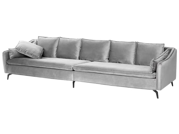 Soffa Ljusgrå Sammet 4-sits Extra Kuddar Modern Glamour Vardagsrum Möbler