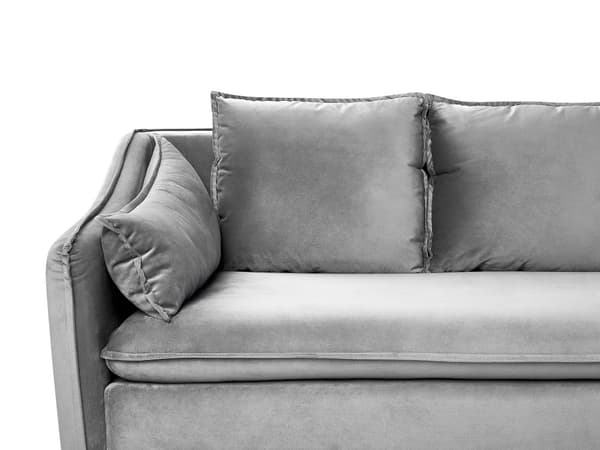 Soffa Ljusgrå Sammet 4-sits Extra Kuddar Modern Glamour Vardagsrum Möbler