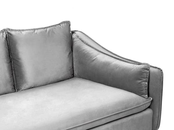 Soffa Ljusgrå Sammet 4-sits Extra Kuddar Modern Glamour Vardagsrum Möbler