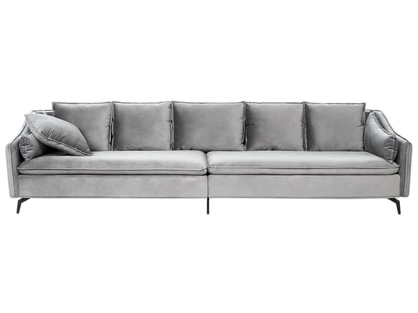 Soffa Ljusgrå Sammet 4-sits Extra Kuddar Modern Glamour Vardagsrum Möbler