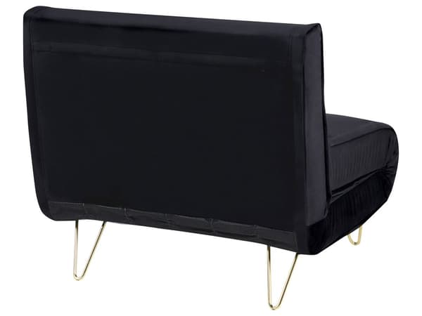 Sittegruppe Svart Fløyel Enkeltseng og 2-seters Sovesofa med Puter Metall Hårnålsben Glamour