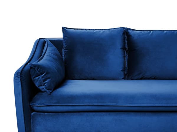 Sofa Marineblå Fløyel 4-seter Ekstra puter Moderne Glamour Stue Innredning