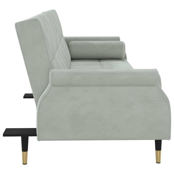 vidaXL Bäddsoffa med dynor ljusgrå sammet