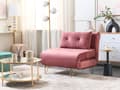 Miniatyrbilde 2 av 11: Liten Sovesofa Rosa Fløyel 1 Seter Sammenleggbar Sovesofa Armløs Med Pute Metall Svarte Ben Glamour