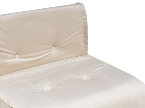 Liten Sovesofa Beige Fløyel 1 Seter Sammenleggbar Sovesofa Armløs Med Pute Metall Svarte Ben Glamour