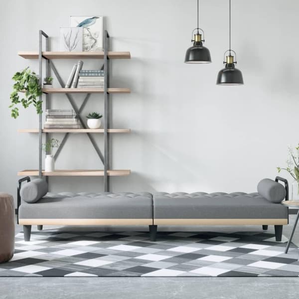 vidaXL Bäddsoffa med armstöd ljusgrå tyg