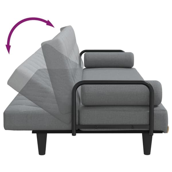 vidaXL Bäddsoffa med armstöd ljusgrå tyg