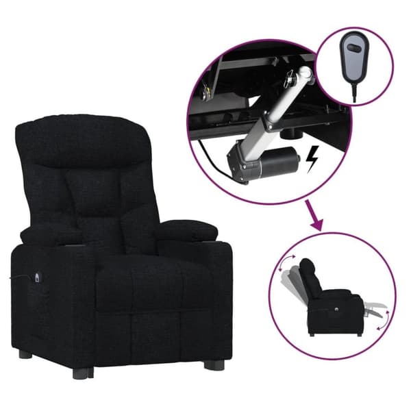 vidaXL Elektrisk reclinerfåtölj svart tyg