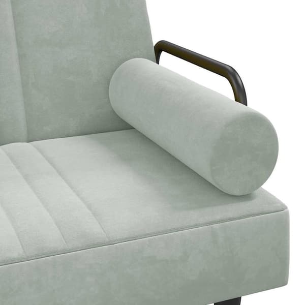 vidaXL Bäddsoffa med armstöd ljusgrå sammet