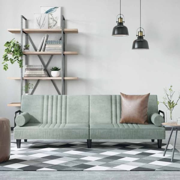 vidaXL Bäddsoffa med armstöd ljusgrå sammet