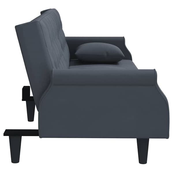 vidaXL Bäddsoffa med armstöd mörkgrå sammet
